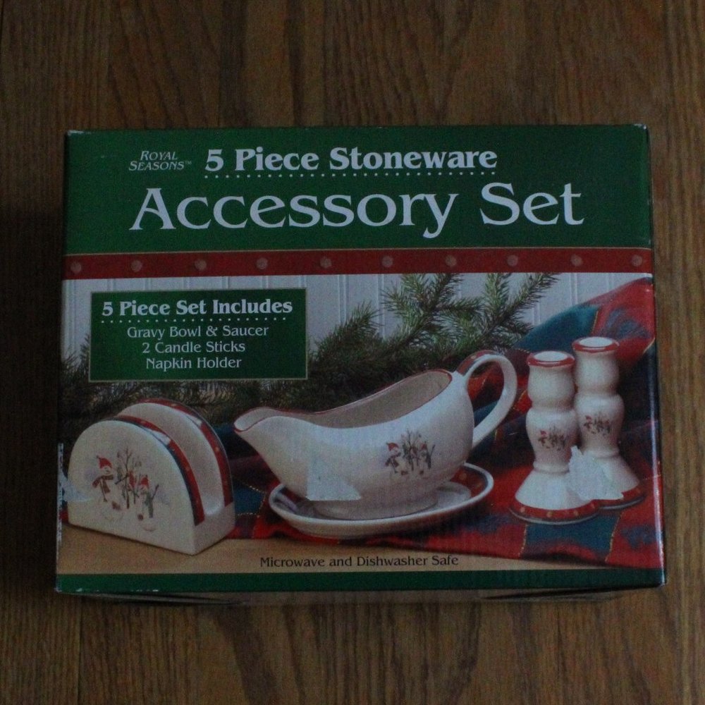 Royal Seasons 5pc Stoneware Holiday Accessory Set